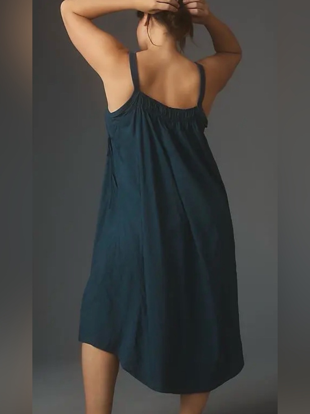 Daily Practice Anthropologie Large Keeseville Sleeveless Smocked Dress Blue Lg L - Picture 9 of 13